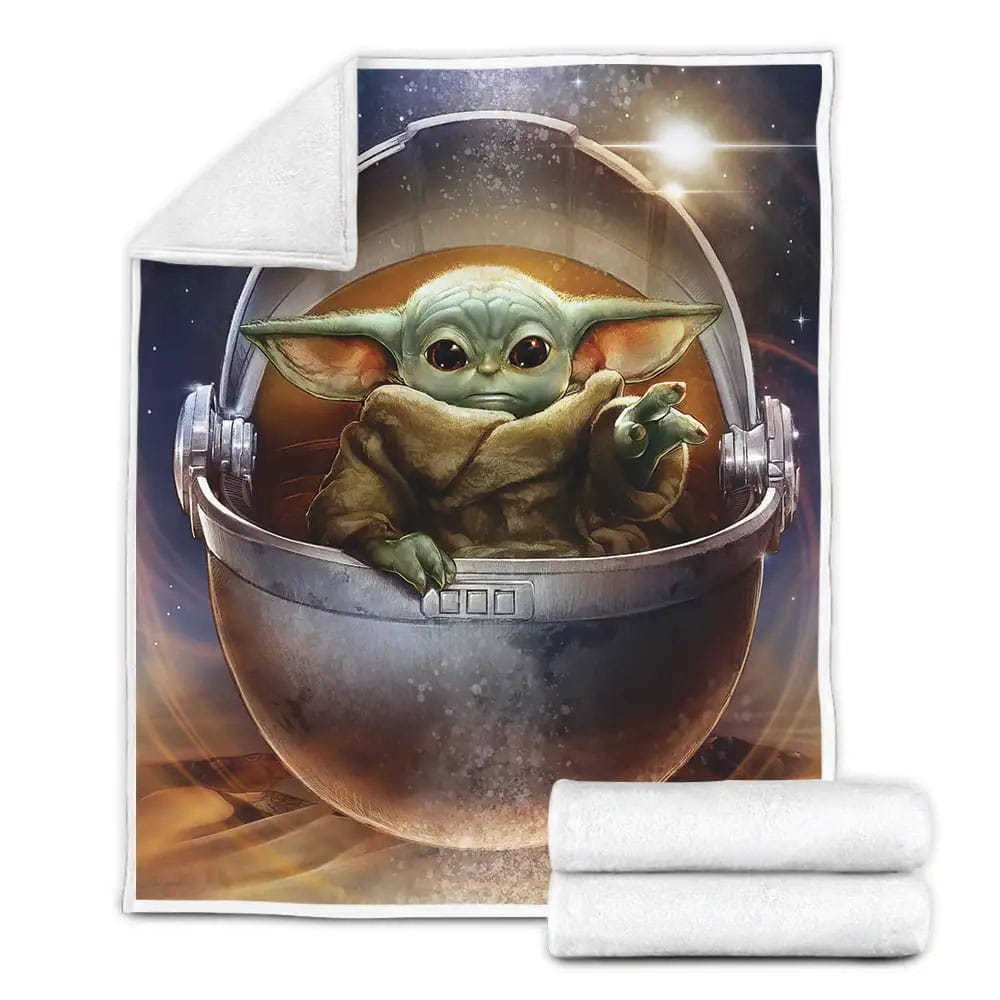 Star Wars Grogu Using Power Of The Force Digital Illustration Fleece Blanket Perfect 