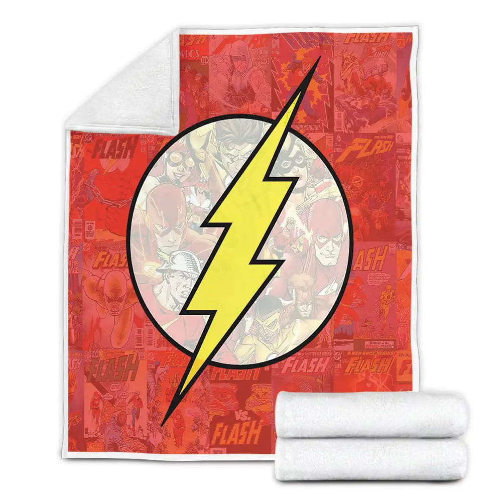 The Flash Logo On Comic Flash Characters Background Fleece Blanket Gift For Wife Husband Besties
