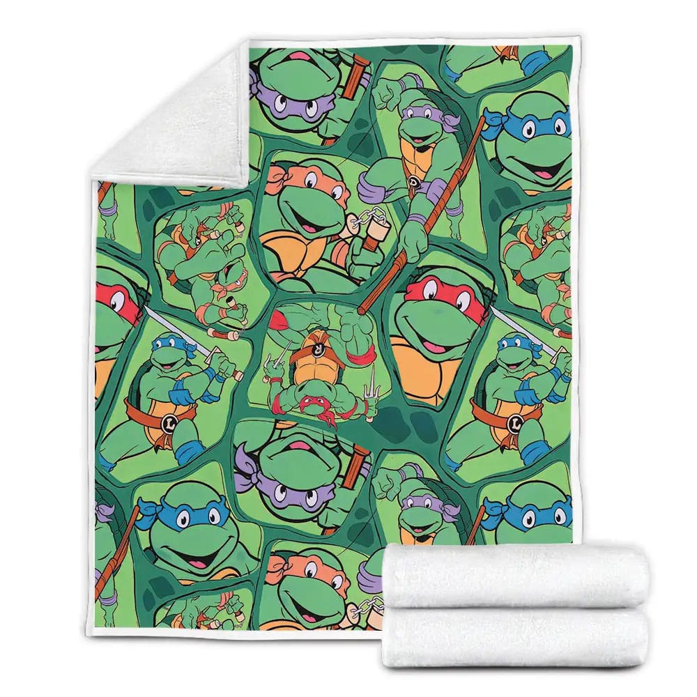 Teenage Mutant Ninja Turtles In Comic Style Pattern Fleece Blanket Gift For Wife Husband Besties