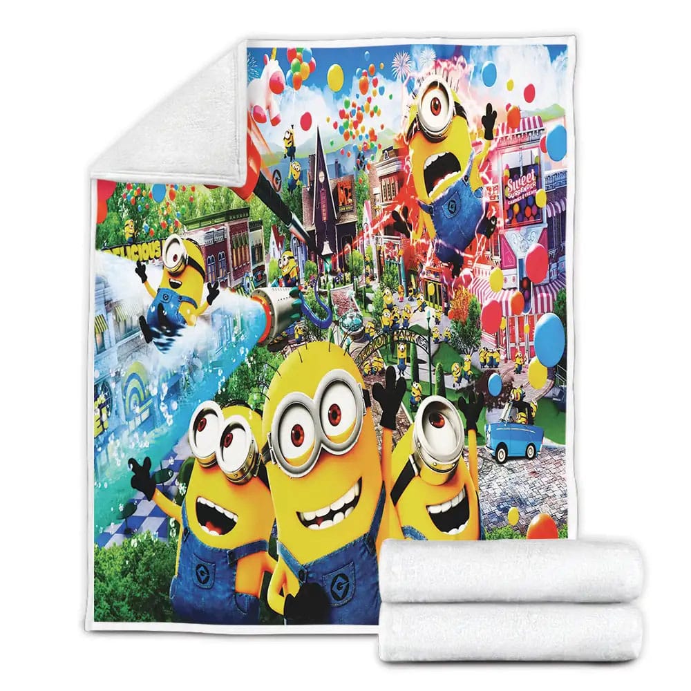 Minion In Despicable Me Minions Park Fleece Blanket Gift For Christmas Thanksgiving Halloween