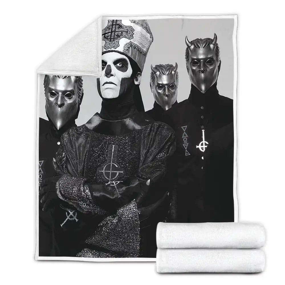 Ghost Music Band Crossed Arms Fleece Blanket Gift For Birthday Halloween Christmas Thanksgiving