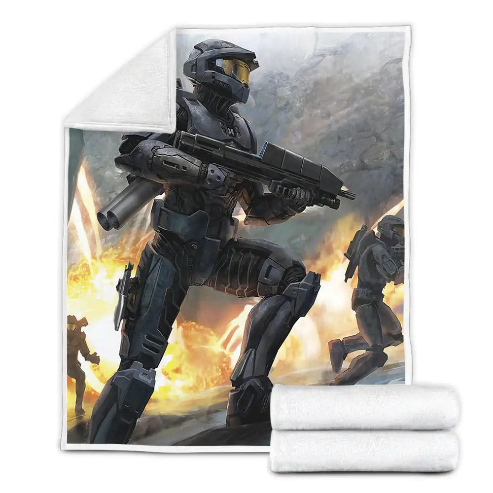Halo Master Chief And Arbiter Fleece Blanket Gift For Birthday Halloween Christmas Thanksgiving