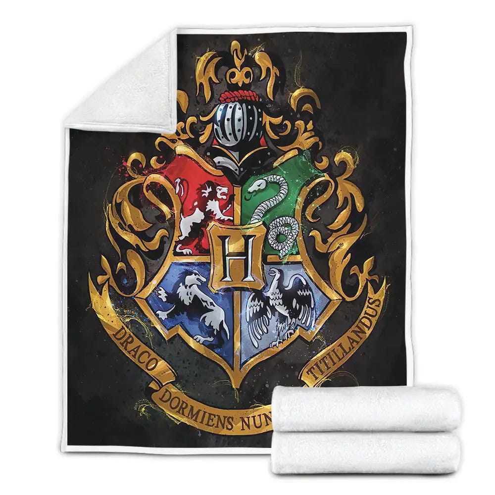Harry Potter Original Hogwarts Crest Fleece Blanket Gift For Christmas Thanksgiving Halloween
