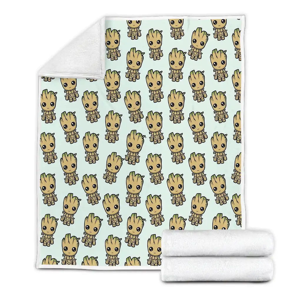 Guardians Of The Galaxy Adorable Baby Groot Pattern Fleece Blanket Gift For Wife Husband Besties