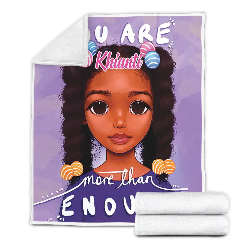 Little Melanin Queen Black Girl Magic Little Girl Custom Name Fleece Blanket Perfect 