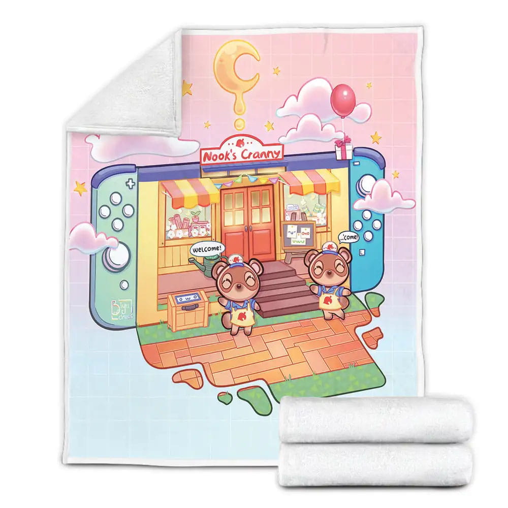 Animal Crossing Nooks Cranny Fleece Blanket Gift For Birthday Halloween Christmas Thanksgiving
