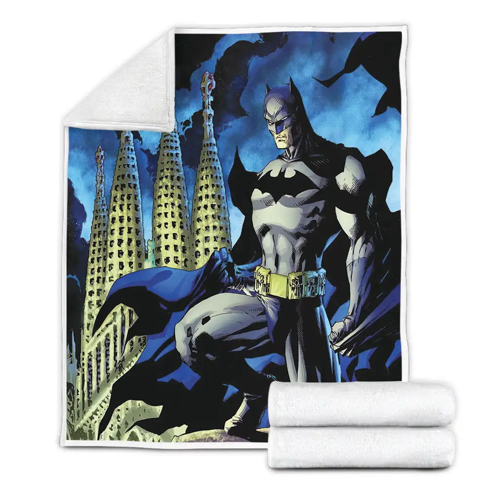 Batman In Barcelona Comic Art Fleece Blanket Gift For Birthday Halloween Christmas Thanksgiving