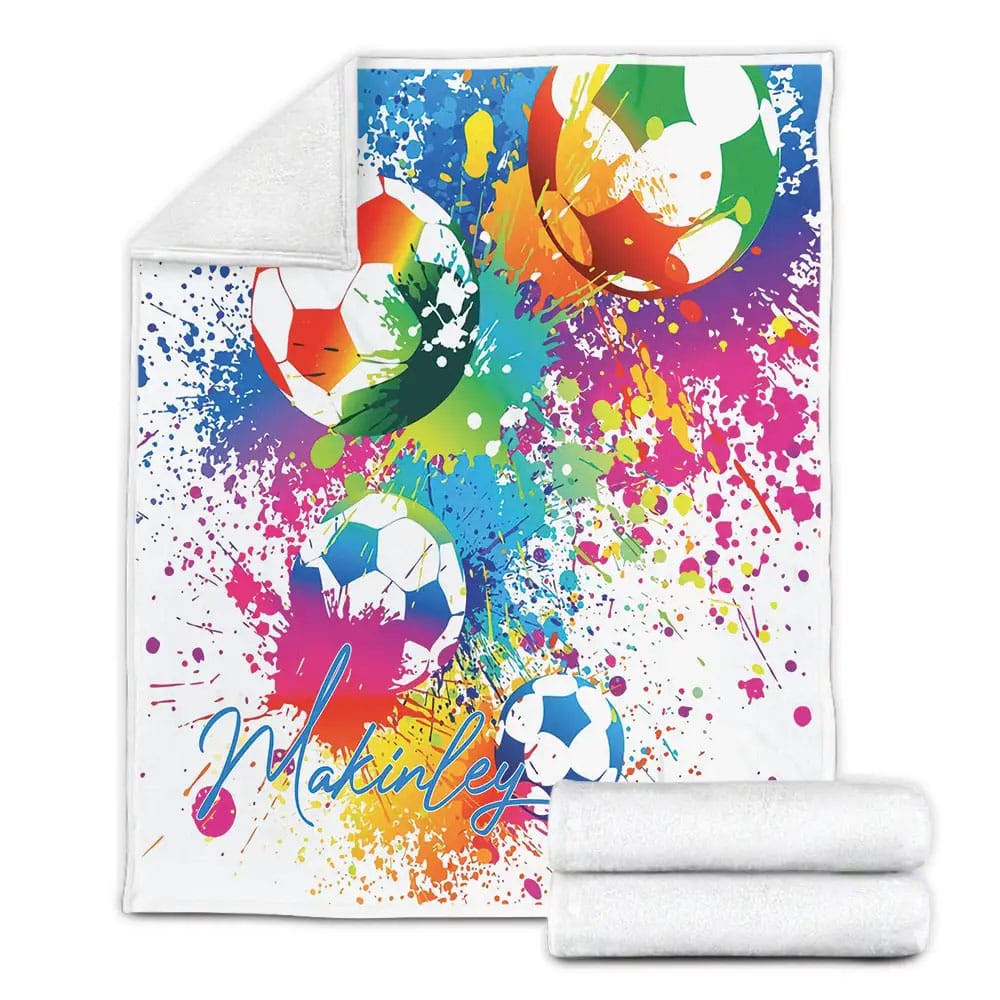 Colorful Soccer Ball Makinley Fleece Blanket Gift For Birthday Halloween Christmas Thanksgiving