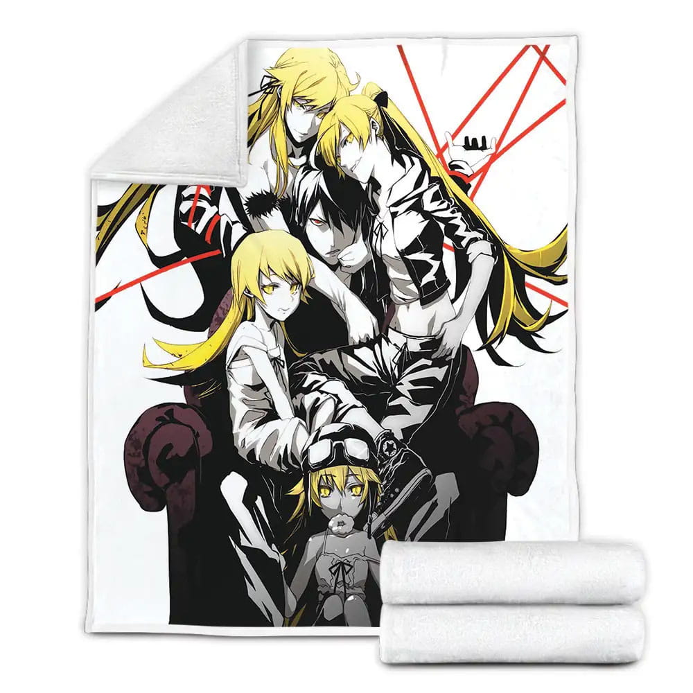 Monogatari Series Bakemonogatari Shinobu And Araragi Fleece Blanket Gift For Wife Husband Besties