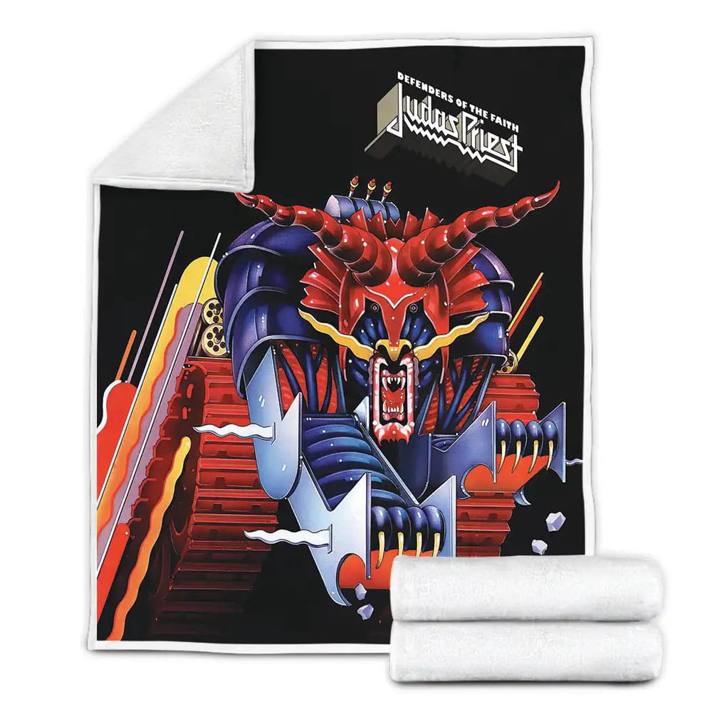 Judas Priest With The Metal Monster On The Defenders Fleece Blanket Gift For Wife Husband Besties
