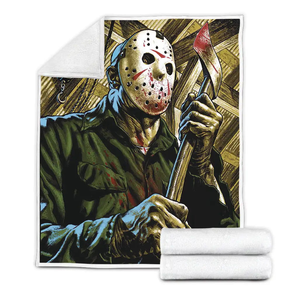 Friday The 13th Jason And Axe Fleece Blanket Gift For Birthday Halloween Christmas Thanksgiving