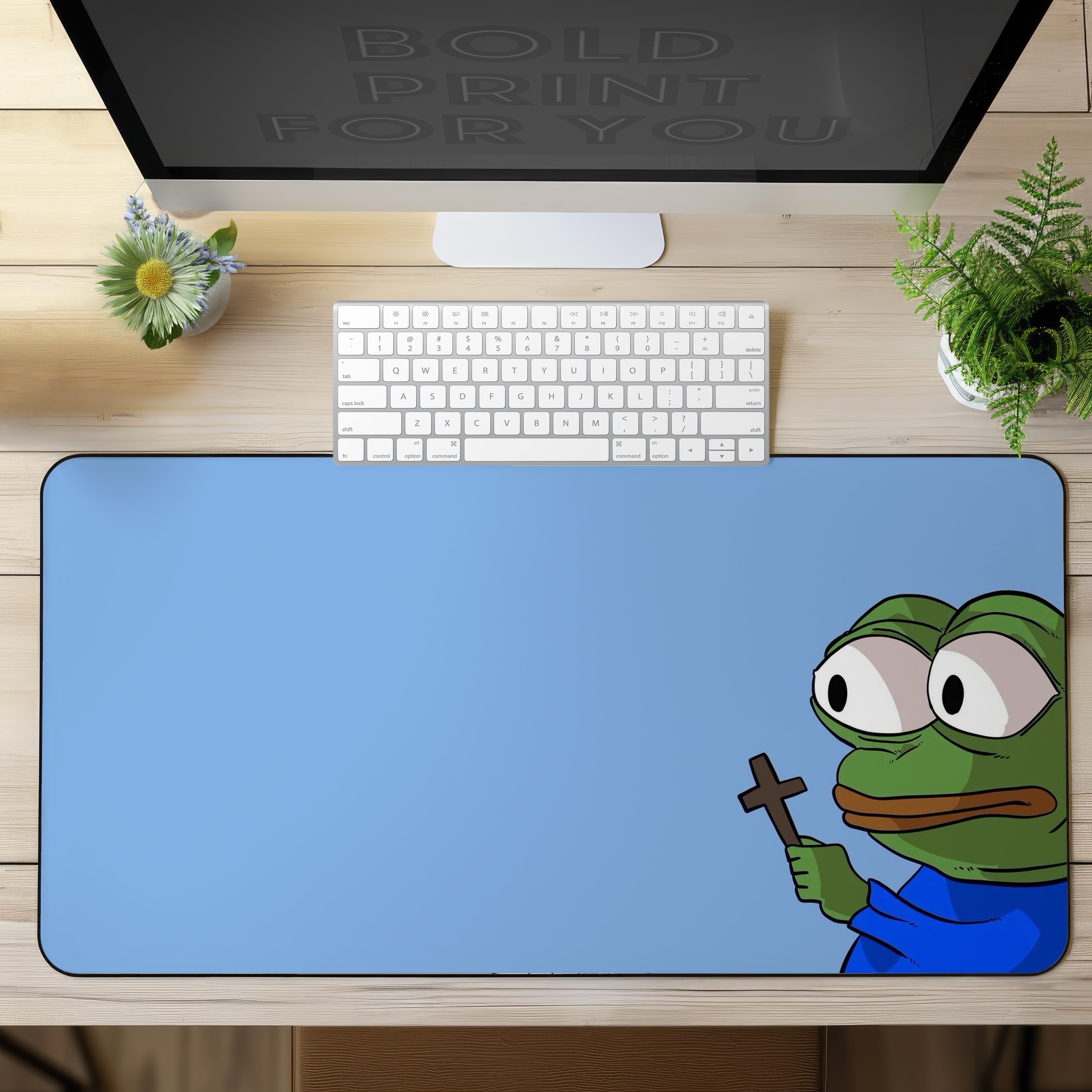 Allleftout Pepe With Cross Desk Mat