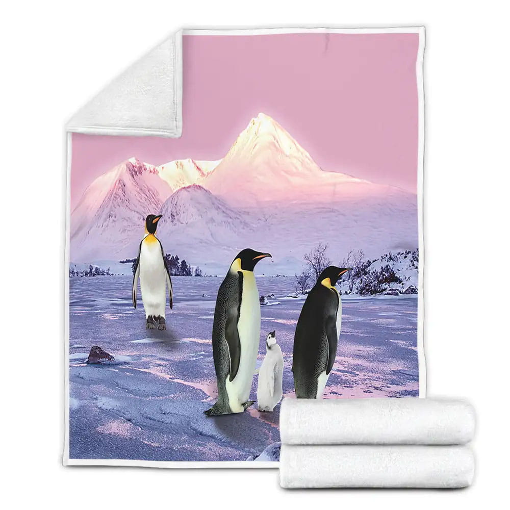 Penguin Family Baby and Parents Fleece Blanket Gift For Birthday Halloween Christmas Thanksgiving