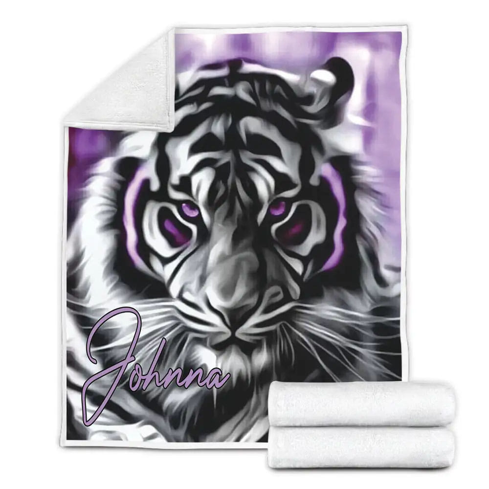 Tiger Light Purple Petmytshirt Fleece Blanket Gift For Birthday Halloween Christmas Thanksgiving