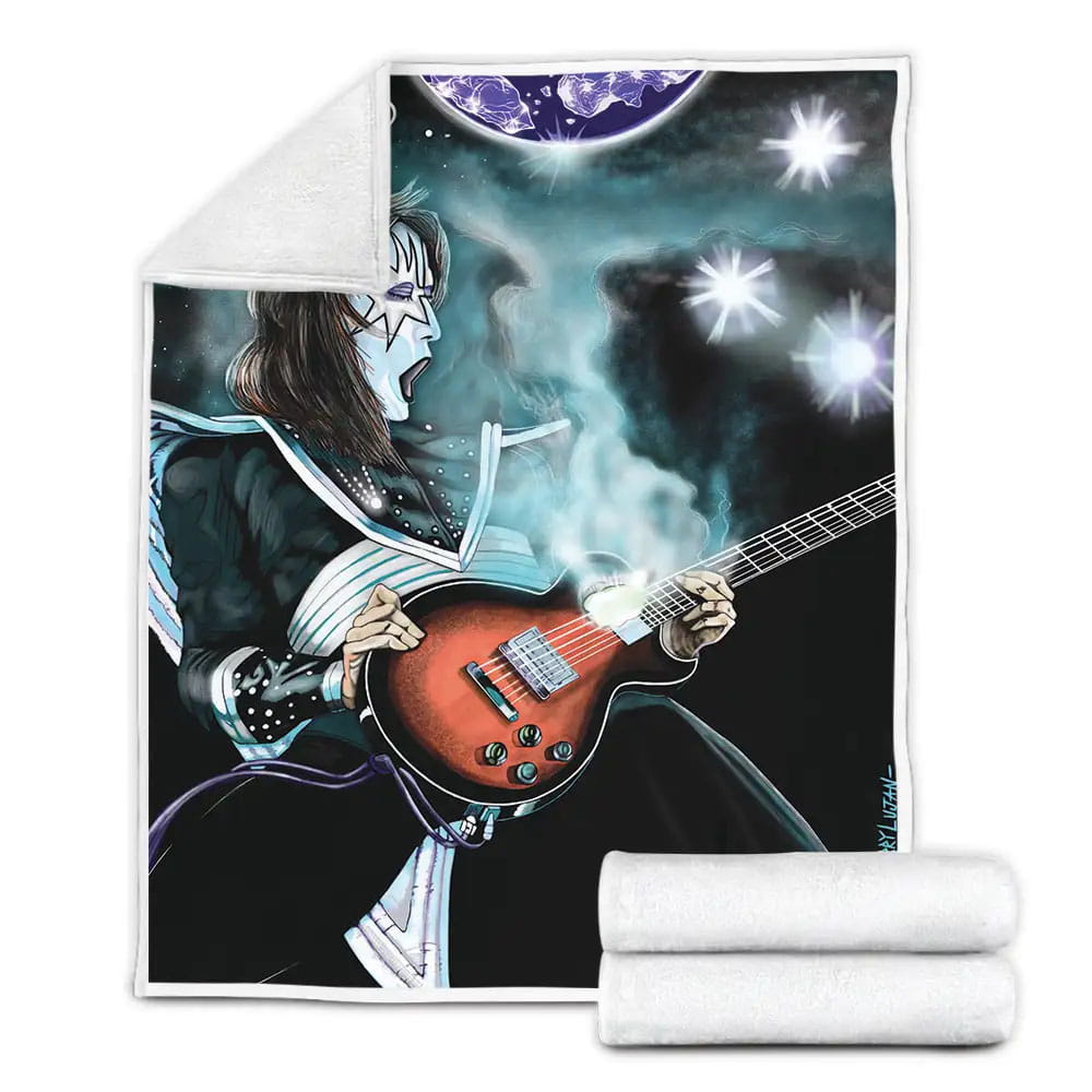 Ace Frehley Galaxy Guitar Arts Fleece Blanket Gift For Birthday Halloween Christmas Thanksgiving