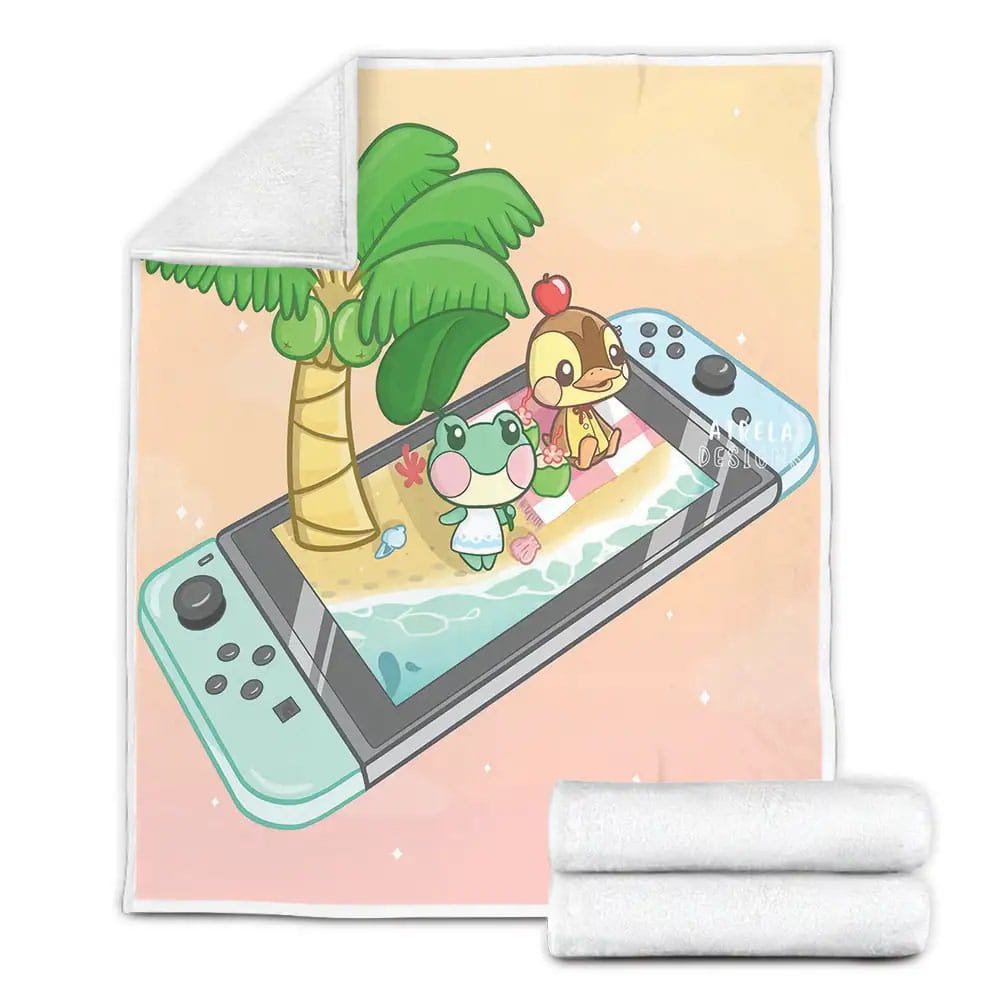 Animal Crossing Lily And Molly Island Fleece Blanket Gift For Christmas Thanksgiving Halloween