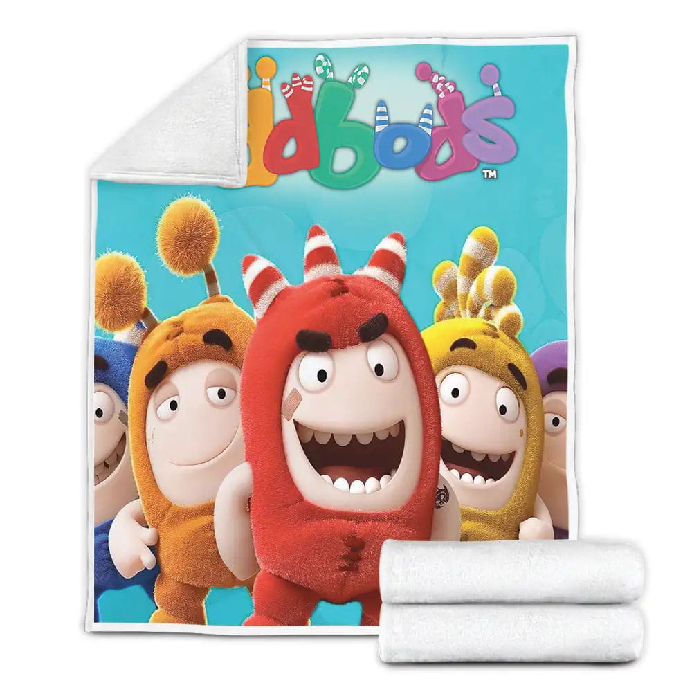 Oddbods Group Standing Together Fleece Blanket Gift For Birthday Halloween Christmas Thanksgiving