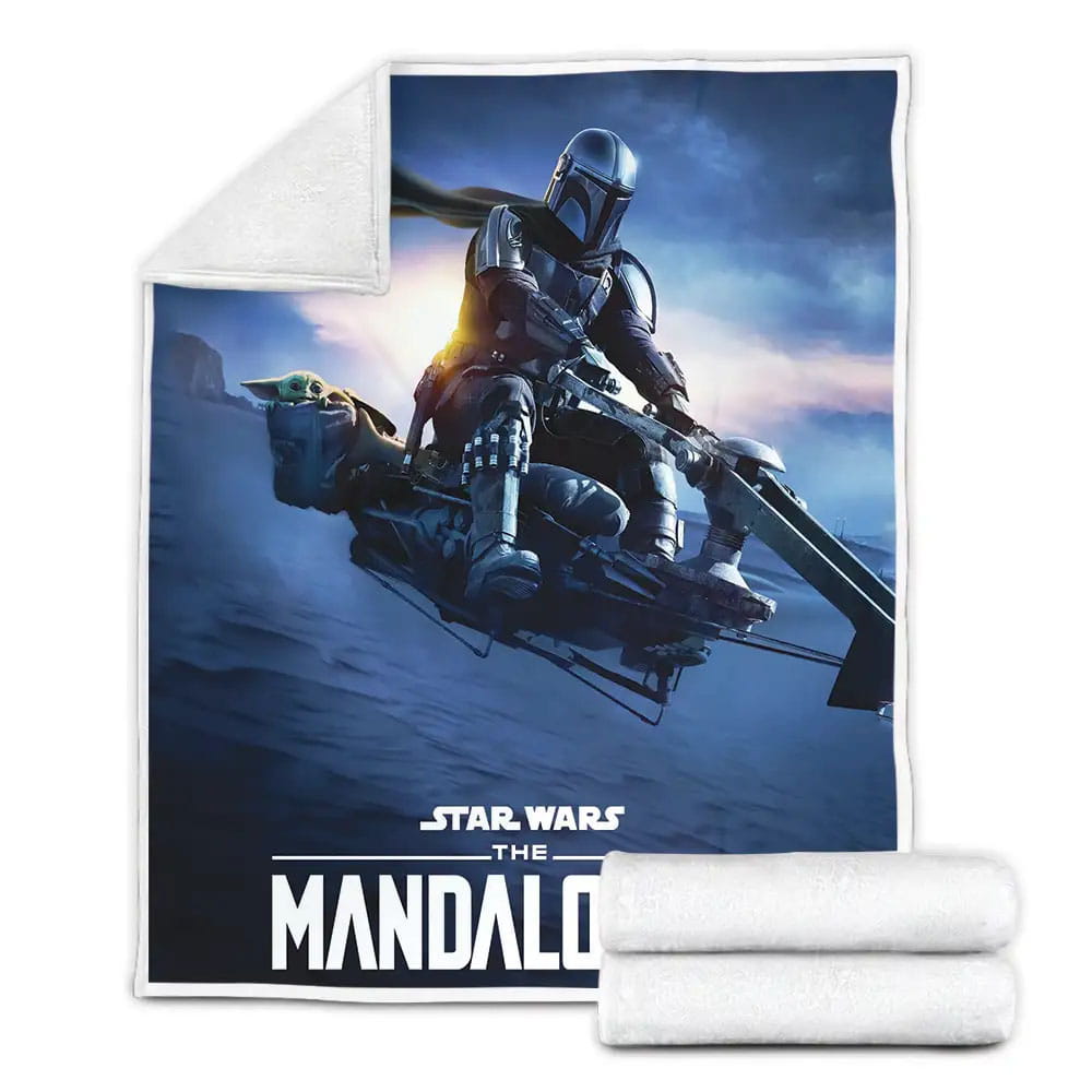 The Mandalorian 2019 The Mandalorian And Baby Yoda Movie Poster Fleece Blanket Perfect 