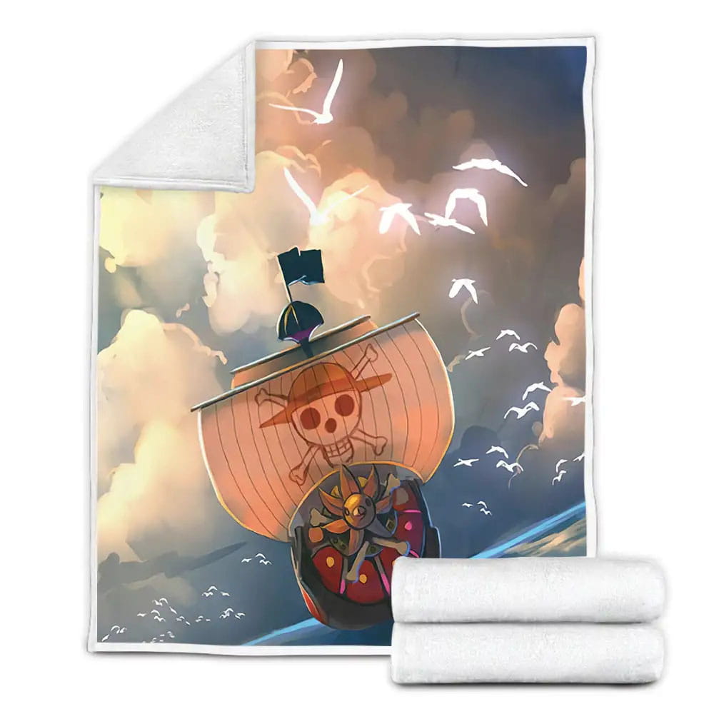 One Piece Thousand Sunny On The Ocean Fleece Blanket Gift For Christmas Thanksgiving Halloween