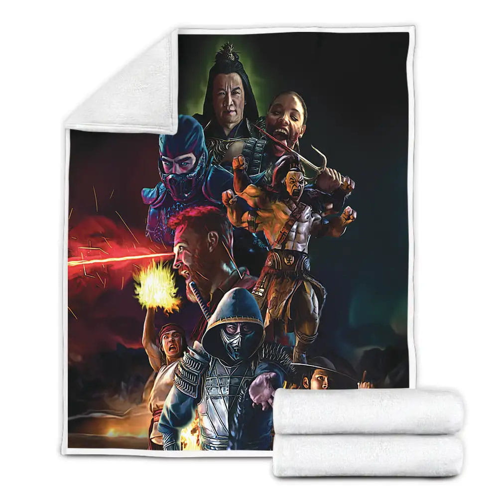 Mortal Kombat 2021 Movie Battle Of The Realms Smoke Fleece Blanket Gift For Wife Husband Besties