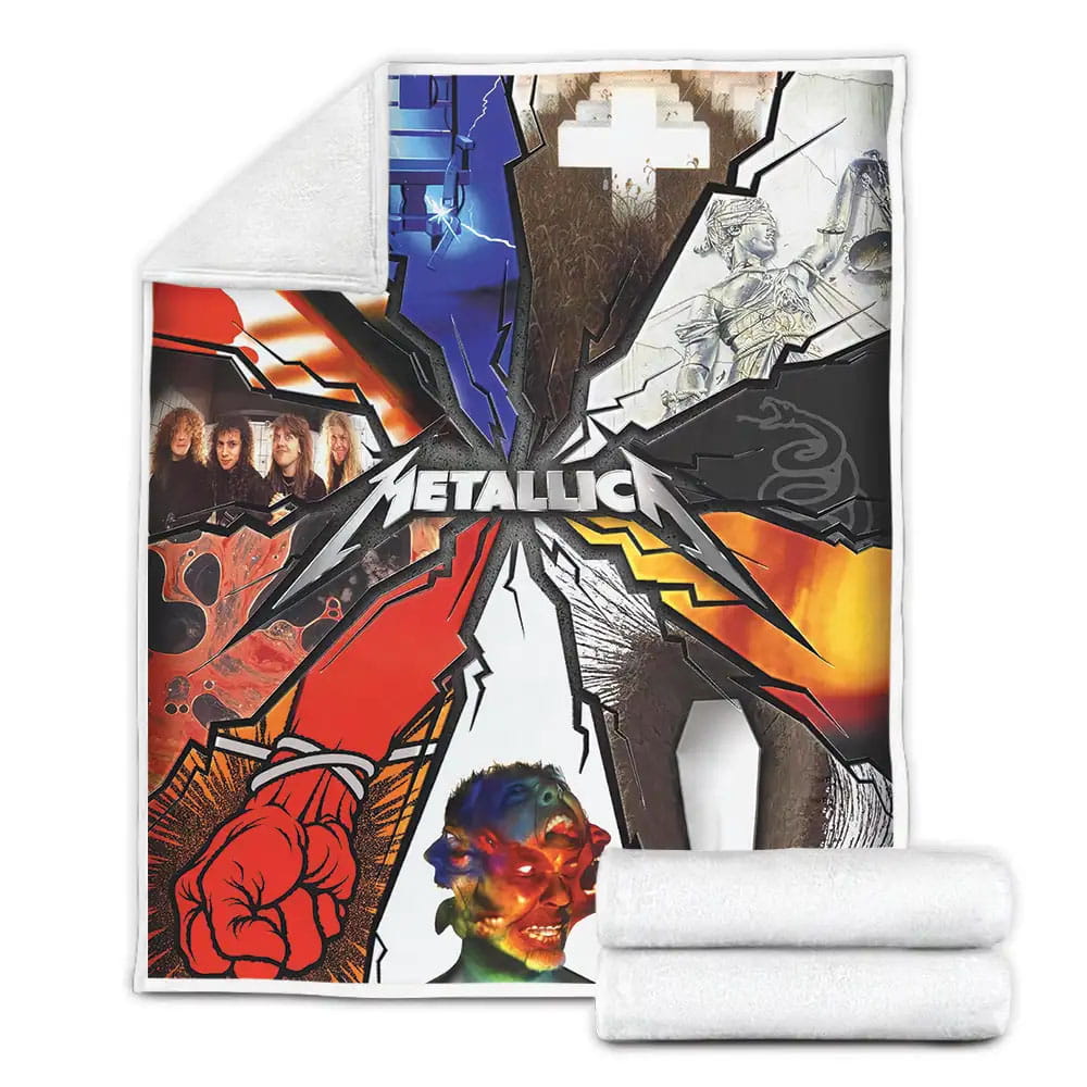 Metallica Albums Covers Collage Fleece Blanket Gift For Birthday Halloween Christmas Thanksgiving