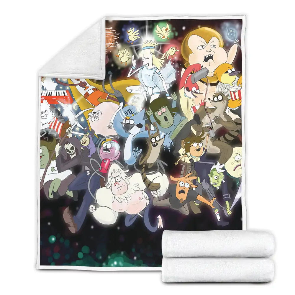 Regular Show Characters In Shiny Light Fleece Blanket Gift For Christmas Thanksgiving Halloween