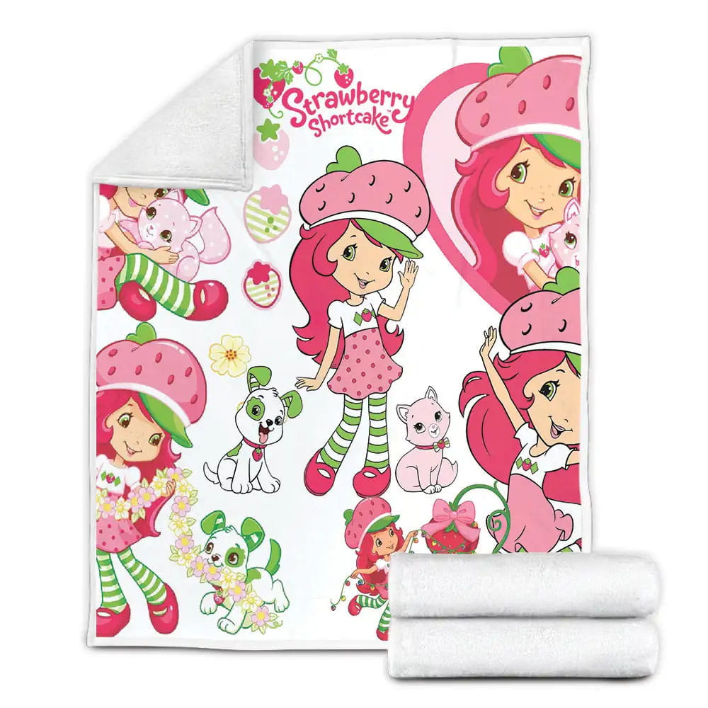 Strawberry Shortcake And Her Pets In Adorable Pattern Fleece Blanket Gift For Wife Husband Besties