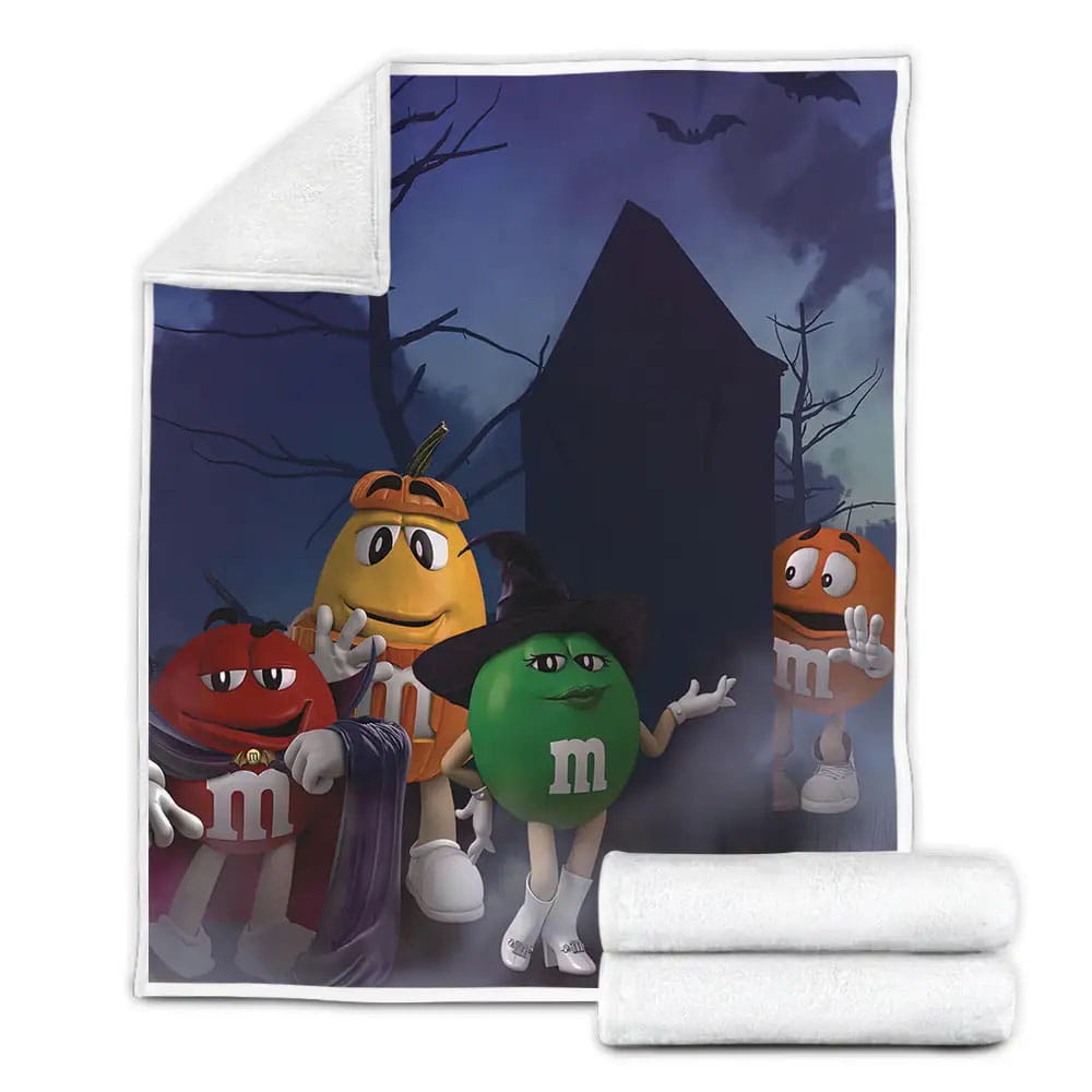 MAndMs Characters In Halloween Costumes Fleece Blanket Gift For Christmas Thanksgiving Halloween