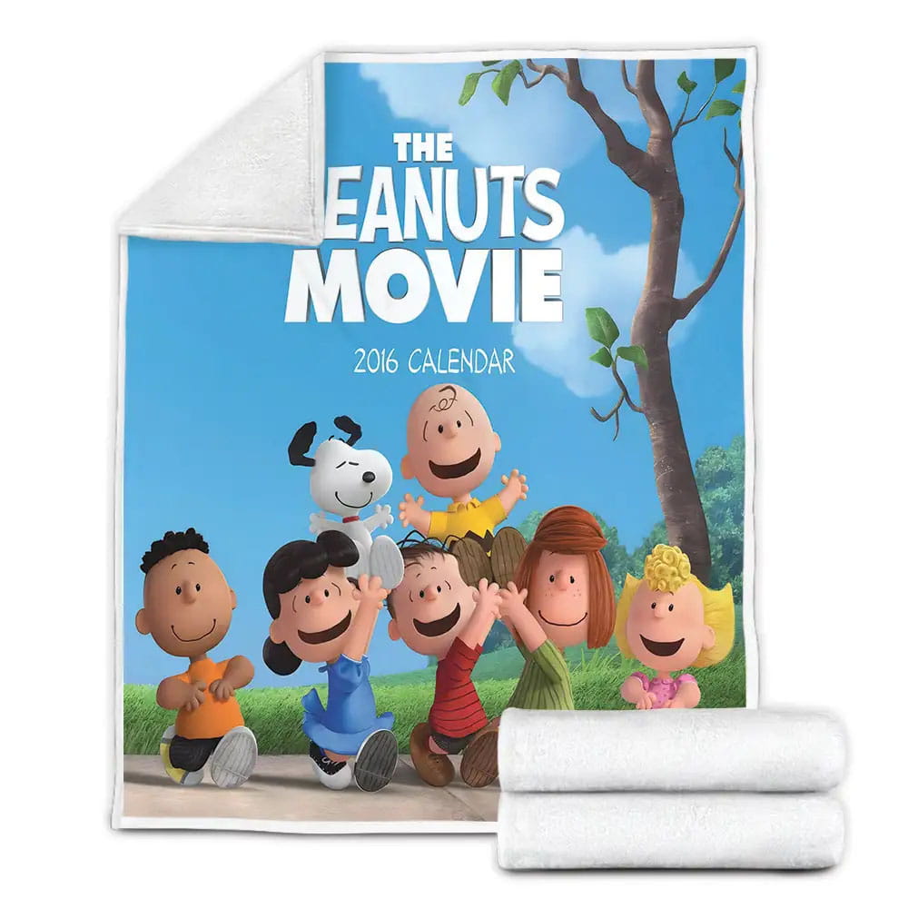 The Peanuts Movie Characters Celebrating Fleece Blanket Gift For Christmas Thanksgiving Halloween