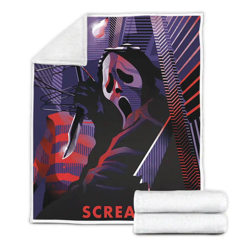 Ghostface In Scream Alternative Poster Fleece Blanket Gift For Christmas Thanksgiving Halloween