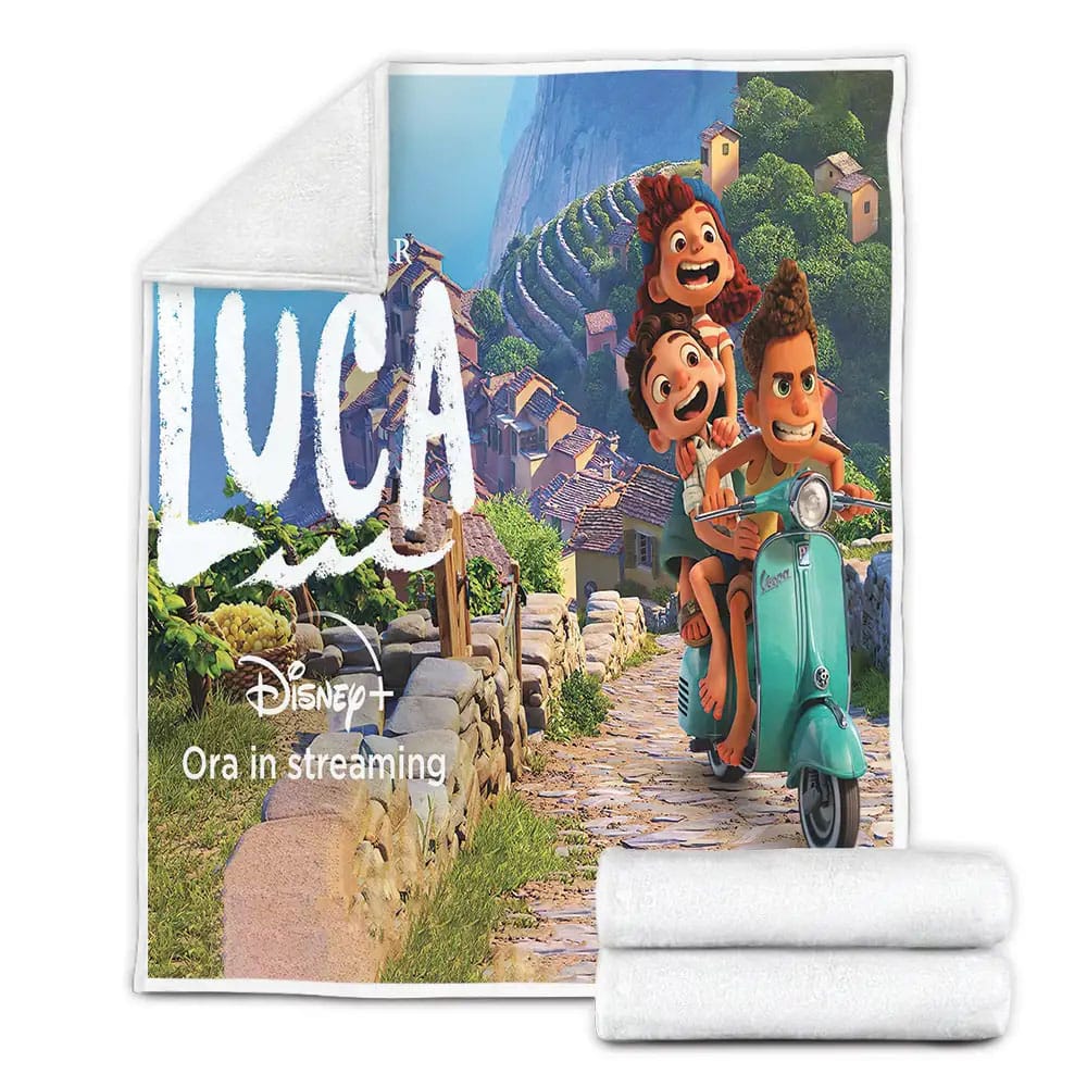 Luca 2021 Now Streaming Movie Poster Fleece Blanket Gift For Christmas Thanksgiving Halloween
