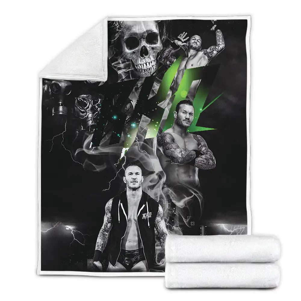 Randy Orton Black And White Graphic Design Fleece Blanket Gift For Christmas Thanksgiving Halloween