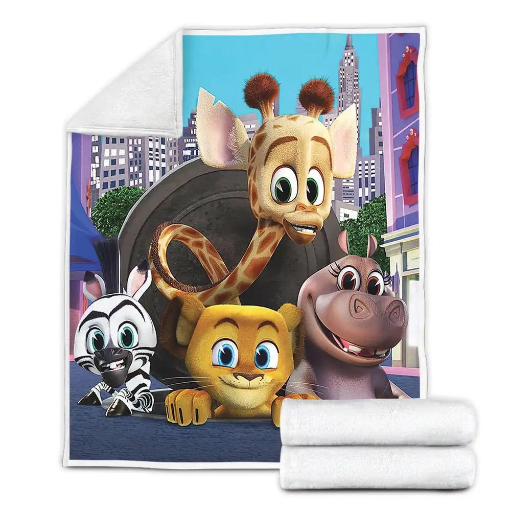 Madagascar A Little Wild Season 3 Poster Fleece Blanket Gift For Christmas Thanksgiving Halloween