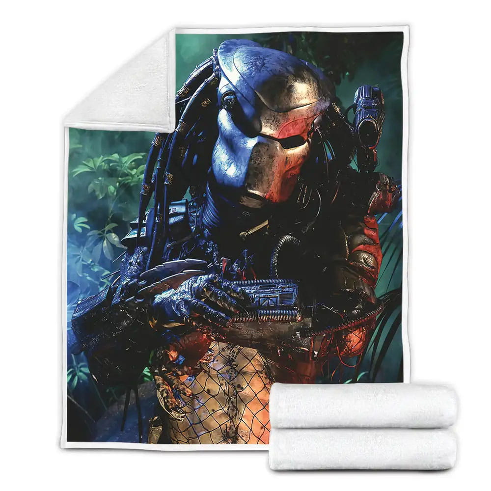 Predator Monster With Iron Around Fleece Blanket Gift For Birthday Halloween Christmas Thanksgiving