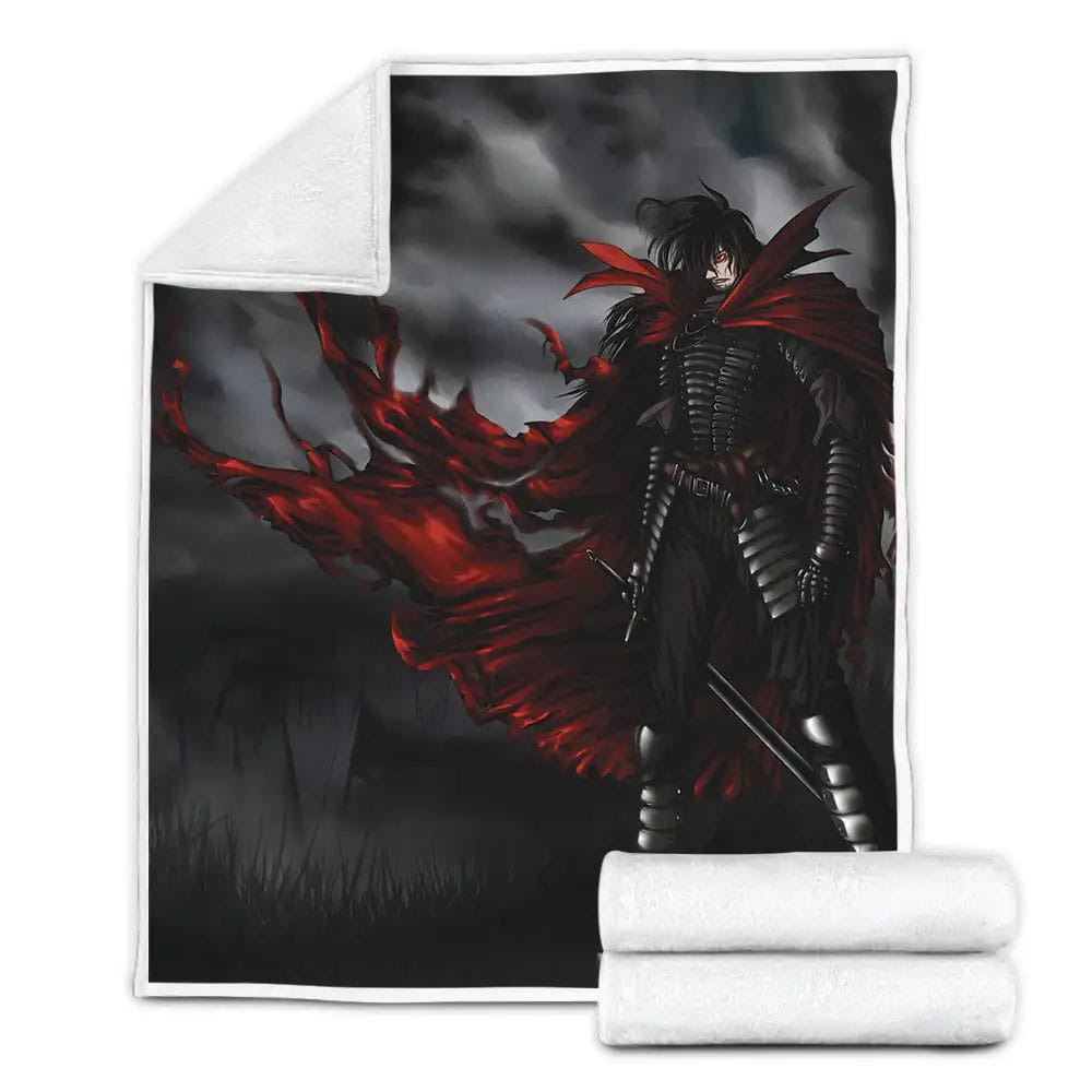 Hellsing Character With The Red Cape Art Fleece Blanket Gift For Christmas Thanksgiving Halloween