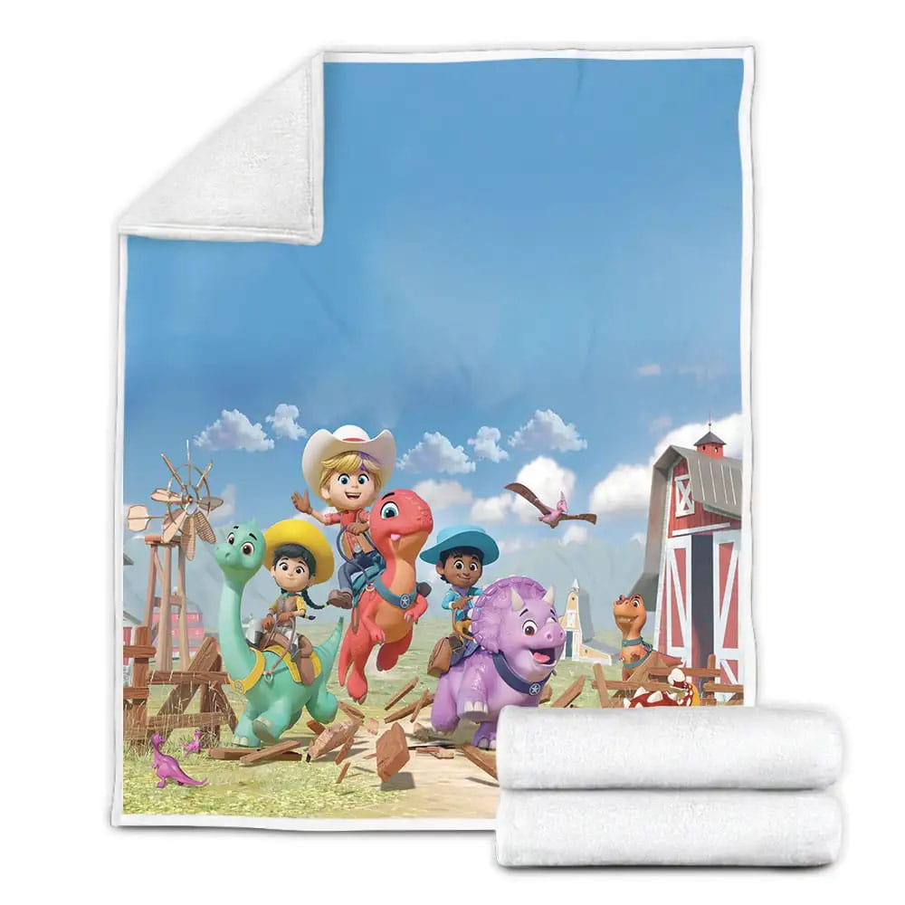 Dino Ranch Main Characters Poster Fleece Blanket Gift For Birthday Halloween Christmas Thanksgiving