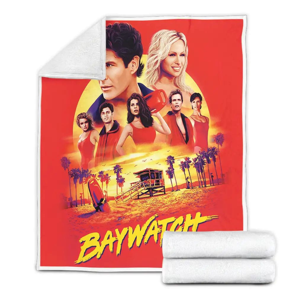 Baywatch 1989-2001 Poster Movie Poster Fleece Blanket Gift For Christmas Thanksgiving Halloween