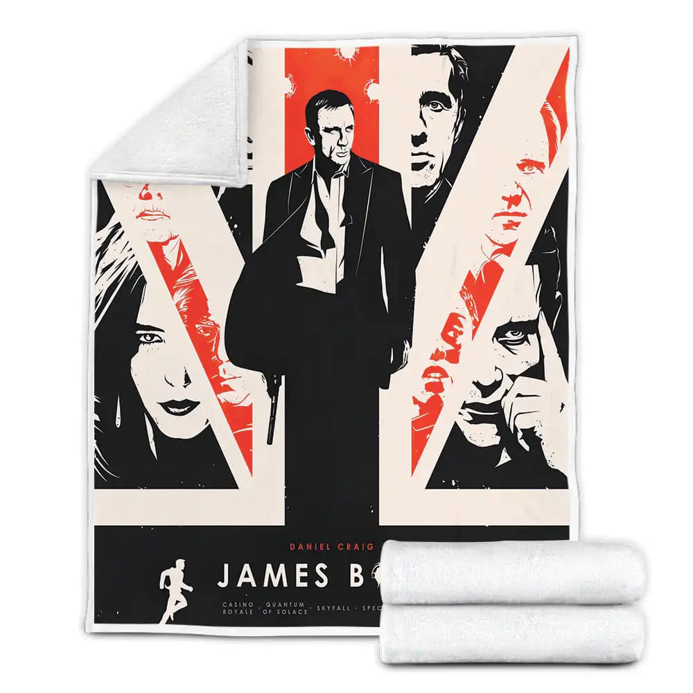 James Bond Daniel Craig Poster Illustration Spectre 007 Fleece Blanket Gift For Wife Husband Besties