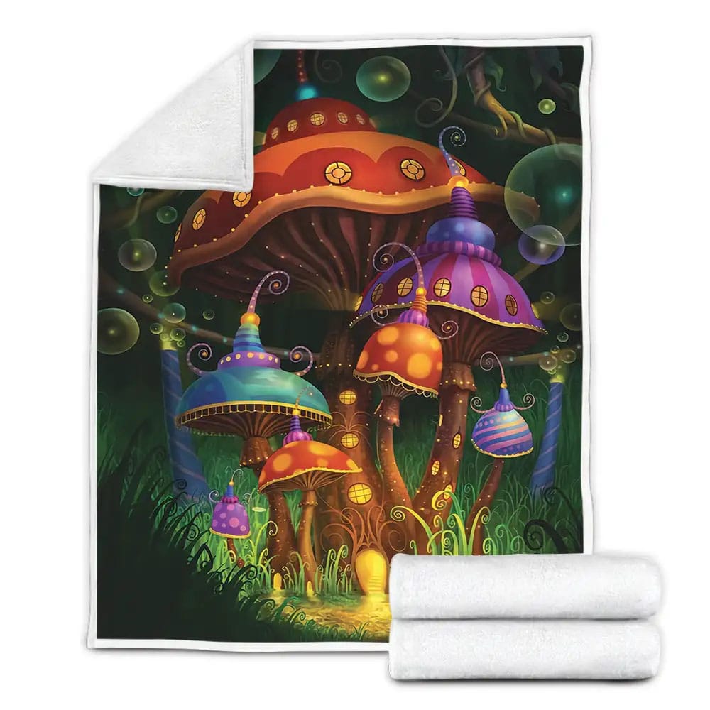 Colorful Mushroom Perfect Gifts For Mshroom Lover Gifts Fleece Blanket Gift For Wife Husband Besties