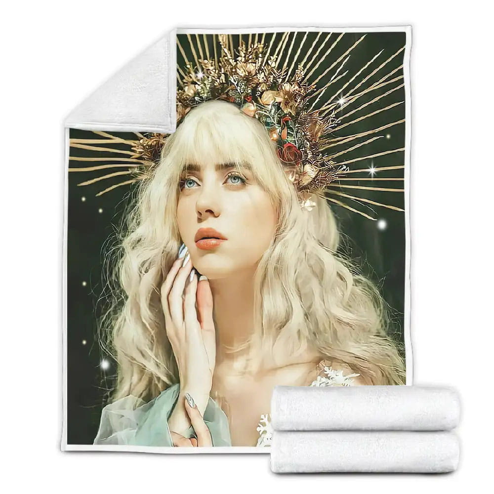 Billie Eilish You Should See Me In A Crown Illustration Fleece Blanket Gift For Wife Husband Besties