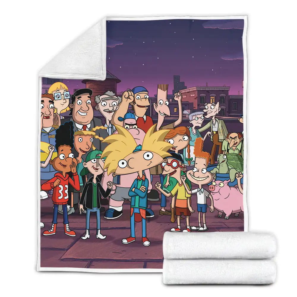 Hey Arnold! All Characters In One Fleece Blanket Gift For Birthday Halloween Christmas Thanksgiving