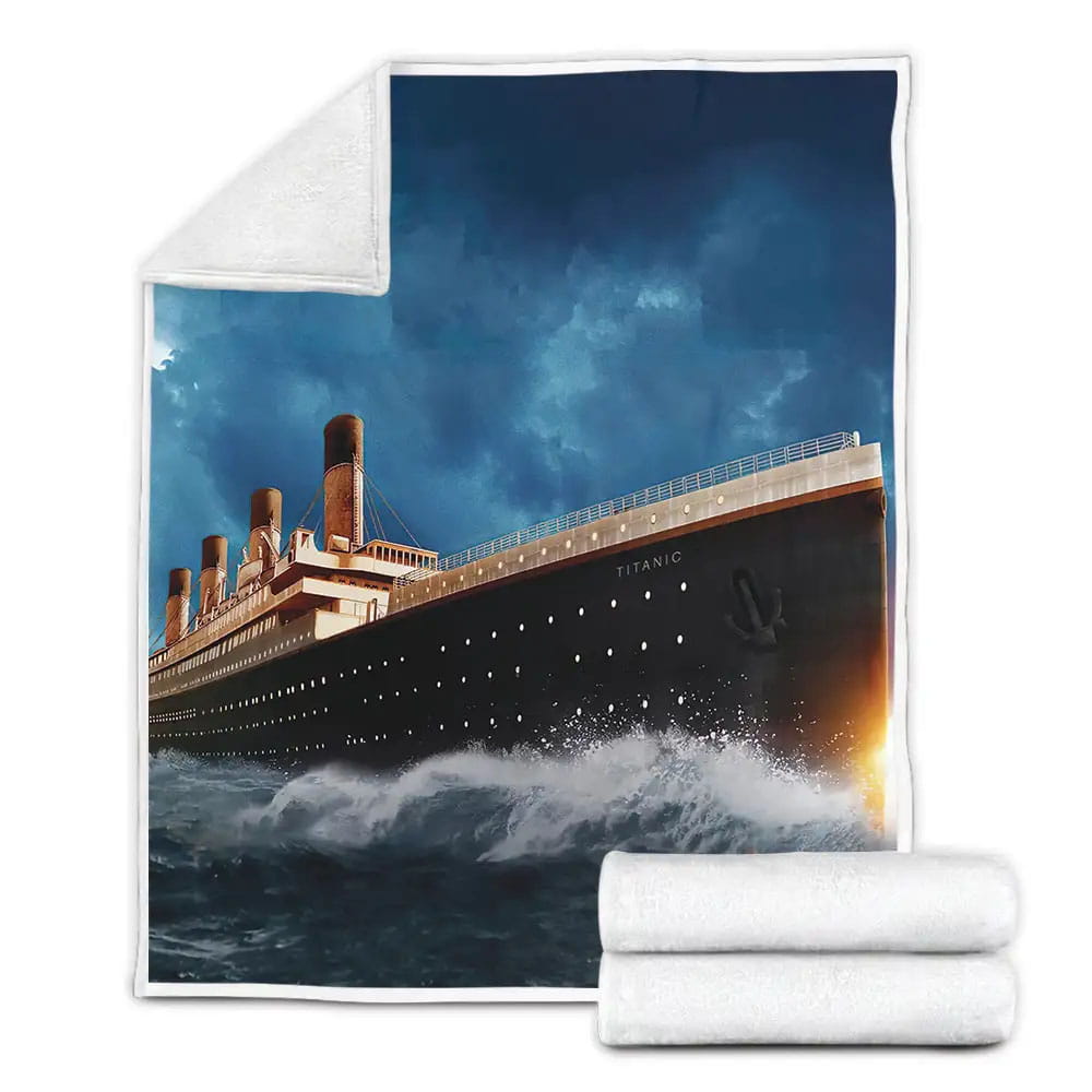 Titanic The Largest Ship Afloat At The Time Illustration Fleece Blanket Gift For Wife Husband Besties