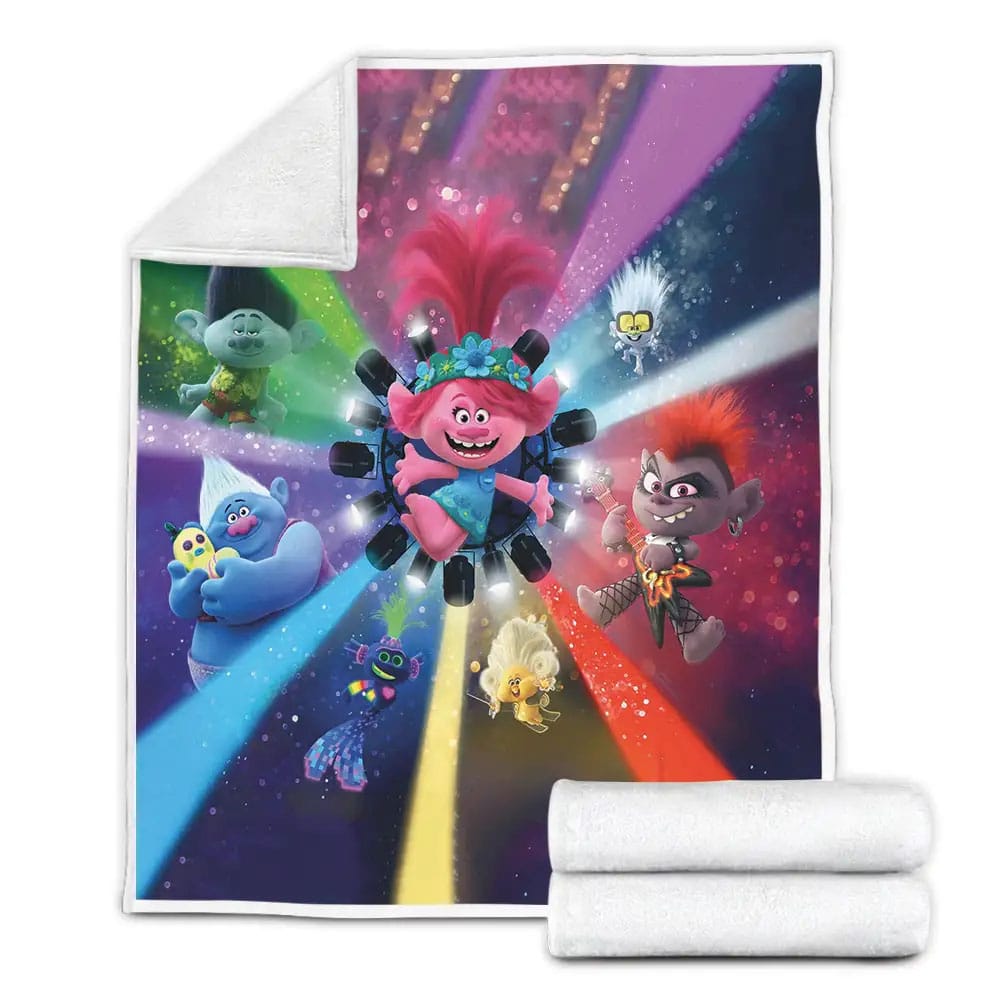 Trolls World Tour Colourful Lights Fleece Blanket Gift For Birthday Halloween Christmas Thanksgiving