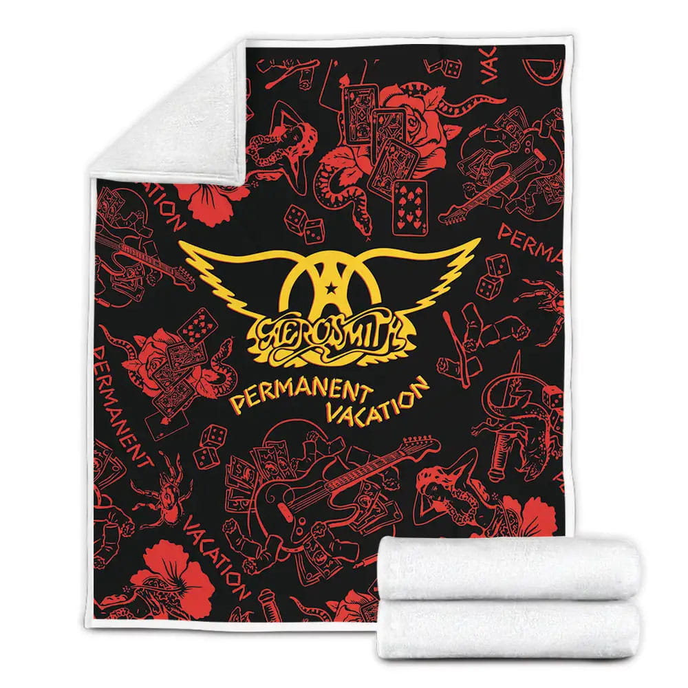Aerosmith Permanent Vacation Album Cover Fleece Blanket Gift For Christmas Thanksgiving Halloween