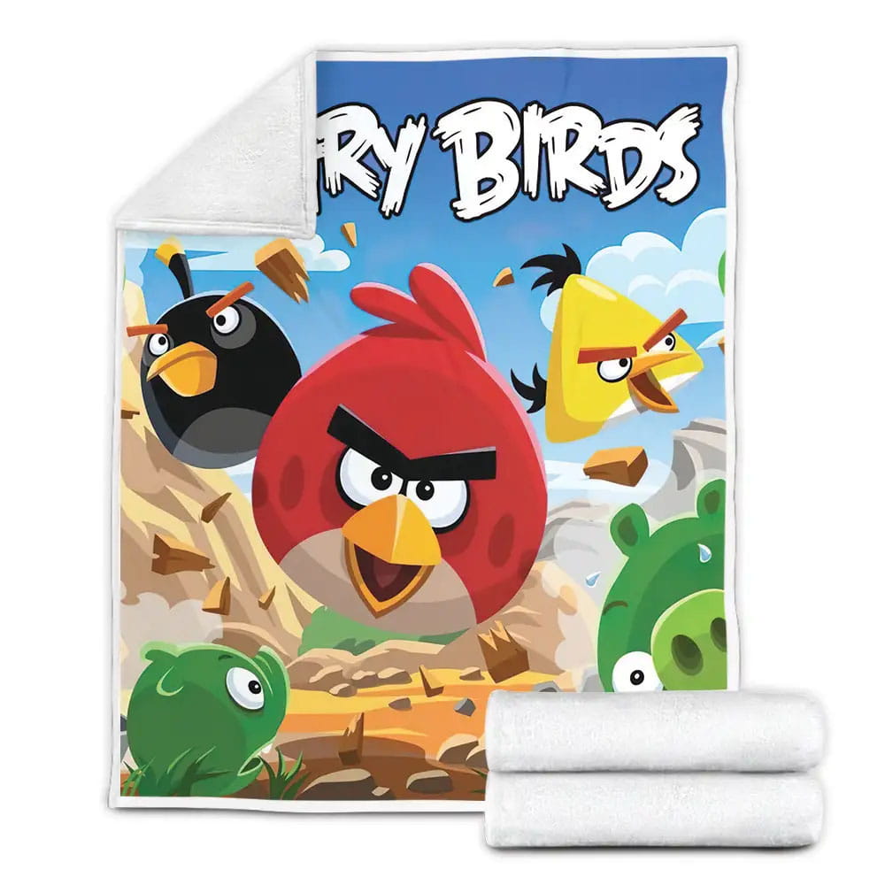 Angry Birds Attack Bomb Chuck Red Fleece Blanket Gift For Birthday Halloween Christmas Thanksgiving
