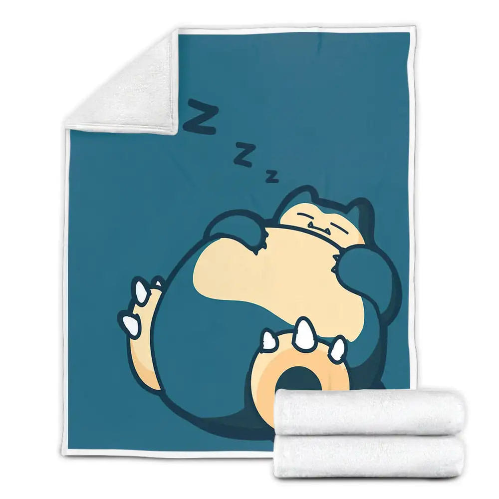 Snorlax Sleeping Big Blue Pokemons Fleece Blanket Gift For Birthday Halloween Christmas Thanksgiving