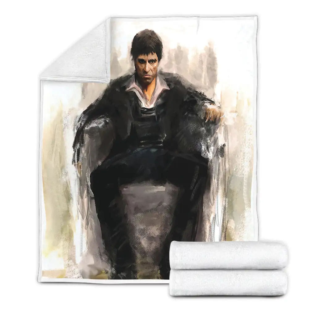 Scarface Tony Montana Art Painting Fleece Blanket Gift For Birthday Halloween Christmas Thanksgiving