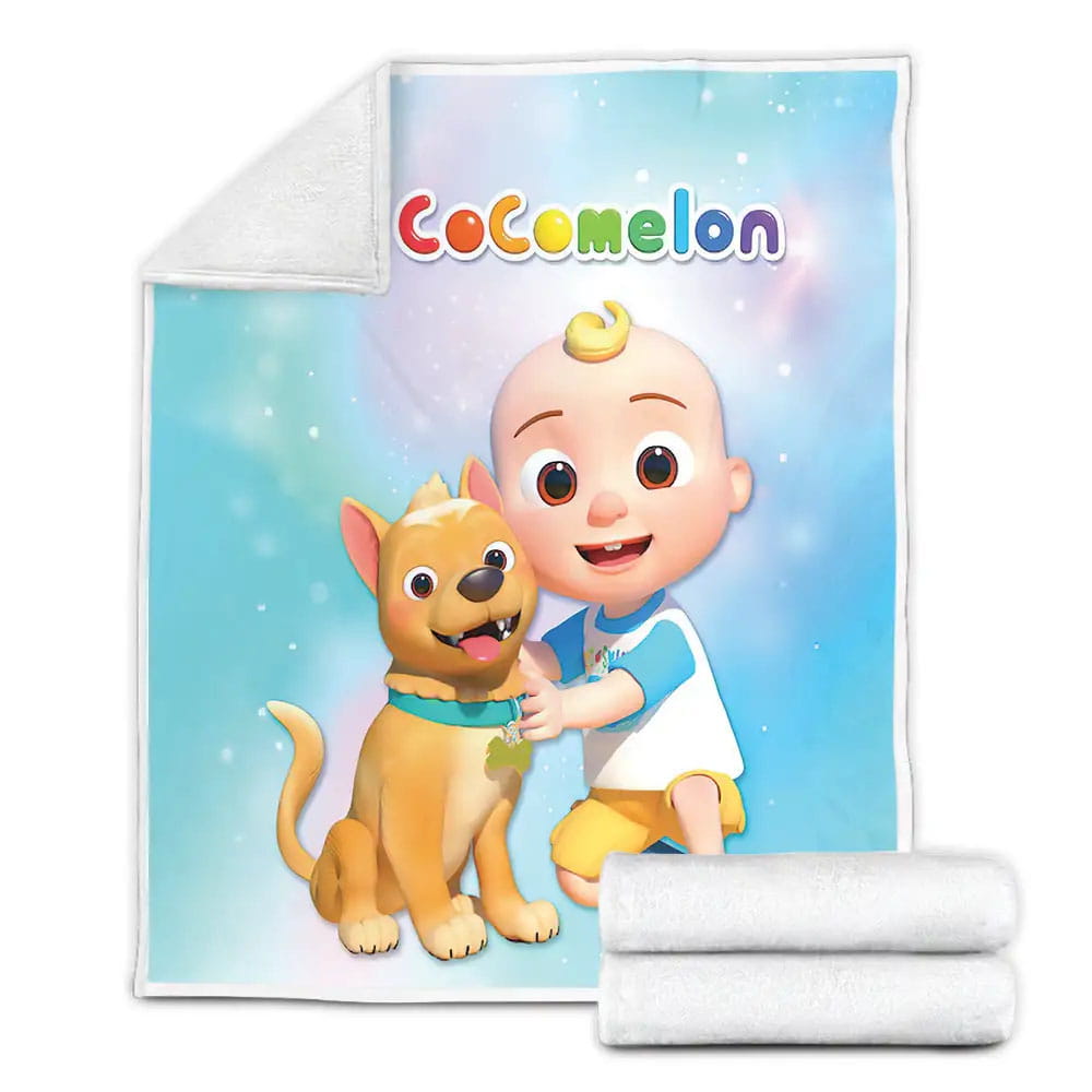 Cocomelon J.J And Bingo The Dog Fleece Blanket Gift For Birthday Halloween Christmas Thanksgiving