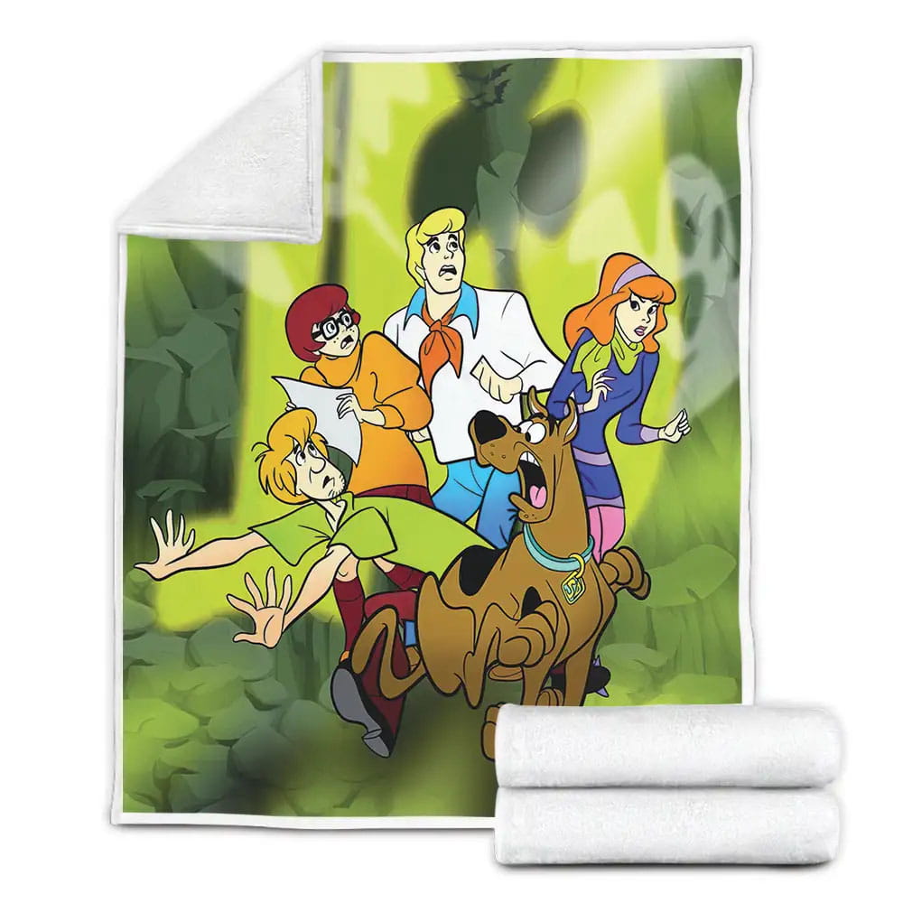 Scooby Doo Movies Being Chased By Ghosts Fleece Blanket Gift For Christmas Thanksgiving Halloween