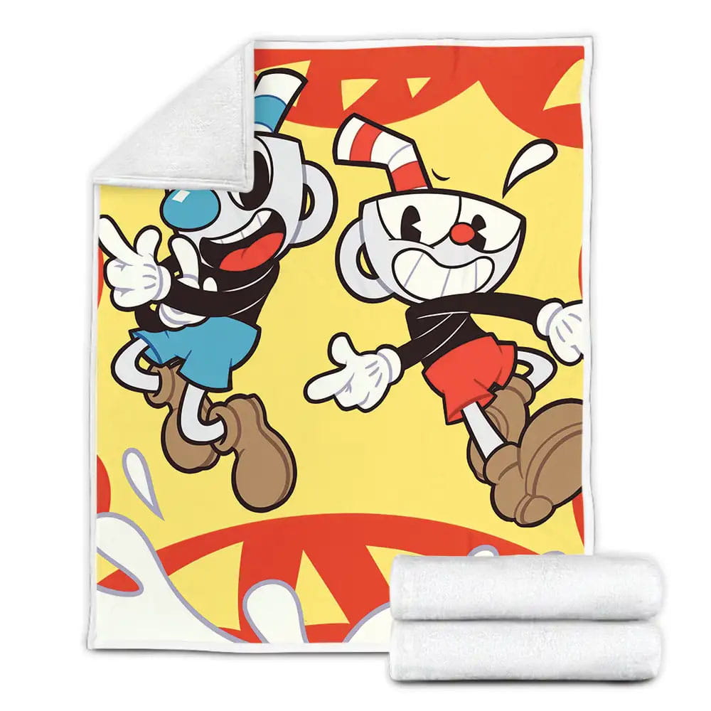Cuphead  Mugman And Cuphead Wallpaper Fleece Blanket Gift For Christmas Thanksgiving Halloween